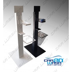 Indoor sanitizing stand with glove holder and waste bin holder