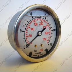 Stainless steel glycerine pressure gauge 0-25 bar