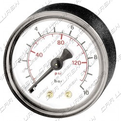 Manometro plastica a secco 0-10 bar assiale att. 1/4'' d. 50 mm.