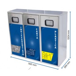 Triple waste basket with lock (recycled)