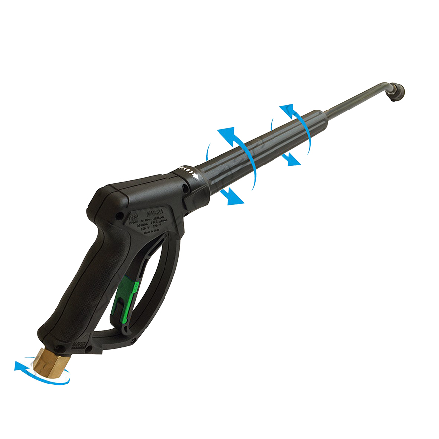 Pistola WG25 gril. verde perd BP 25L 3/8 F girevole+ lancia RLS 700 piegata , ricoperta e girevole