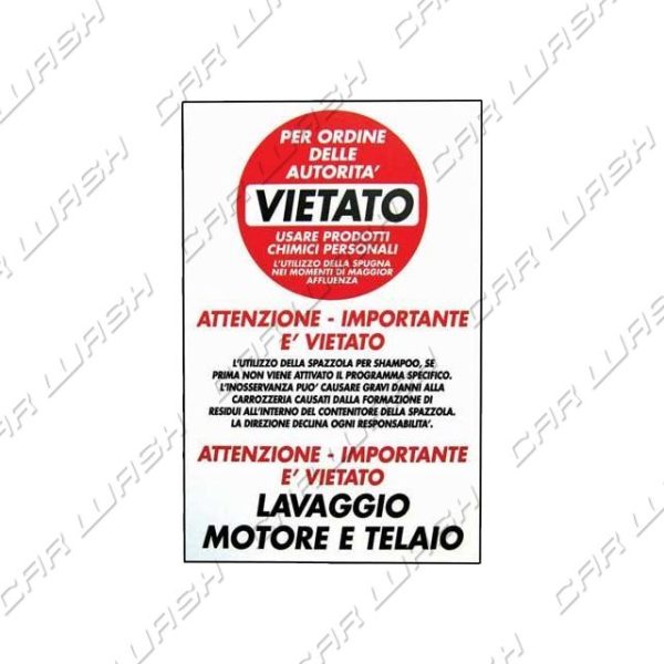Cartello di DIVIETO lavaggio motore